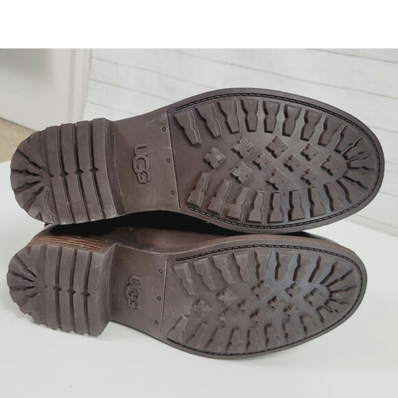 UGG ALDON STOUT WATER RESISTANT SHEARLING LINED ANKLE BOOTS IN BROWN, SZ 8 - Picture 11 of 16